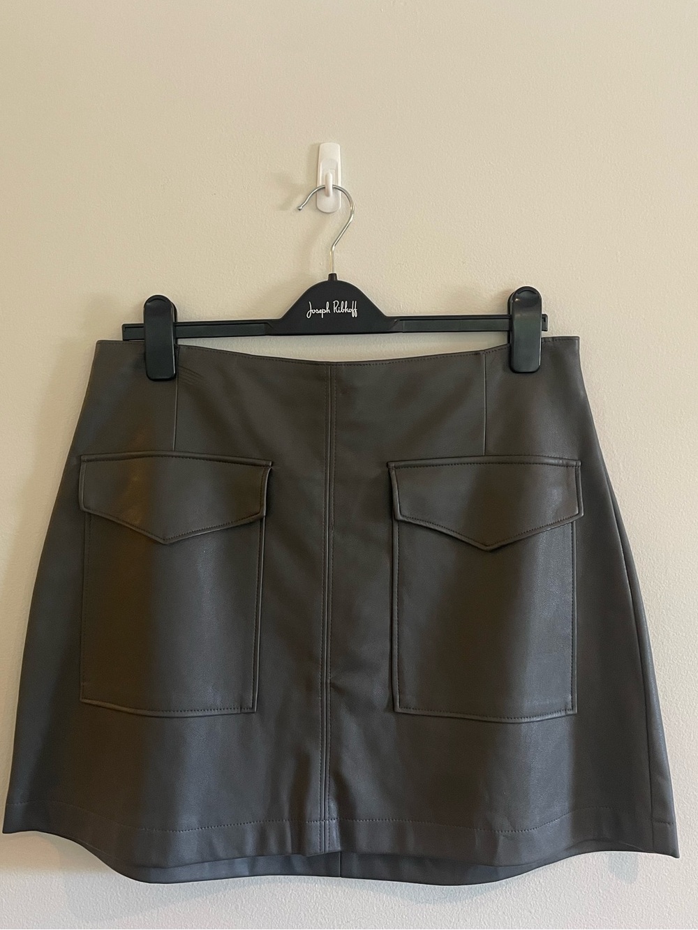 Faux Leather Pocket Mini Skirt - Grey